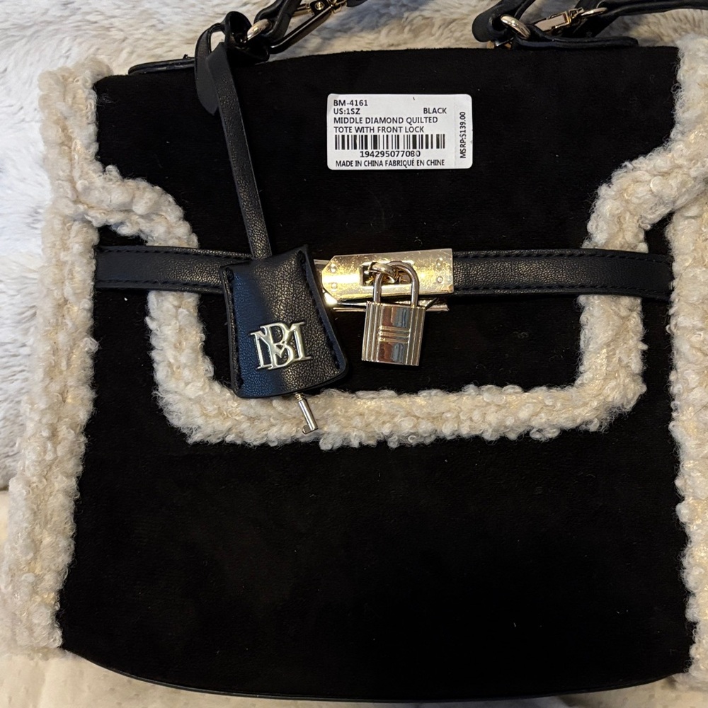 Badgley Mischka Black and Cream Shoulder Bag